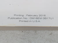 2016 Nissan Sentra Owners Manual Book Guide P/N:OM16EA 0B17U1 OEM Used Auto Parts