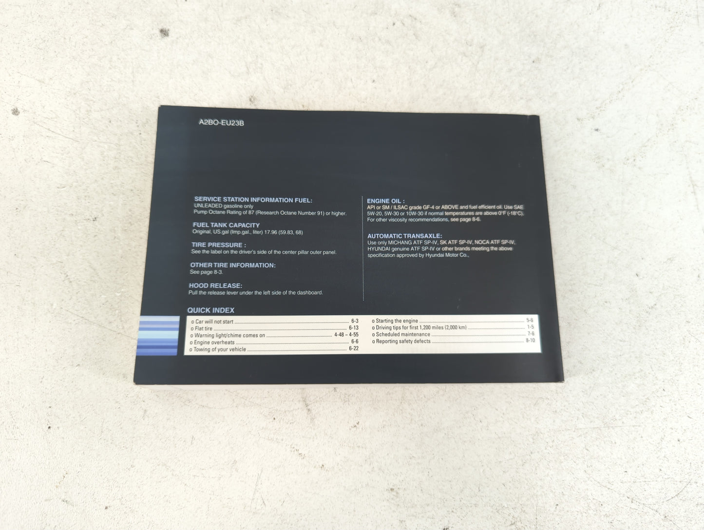 2012 Hyundai Santa Fe Owners Manual Book Guide P/N:A2BO-EU23B OEM Used Auto Parts