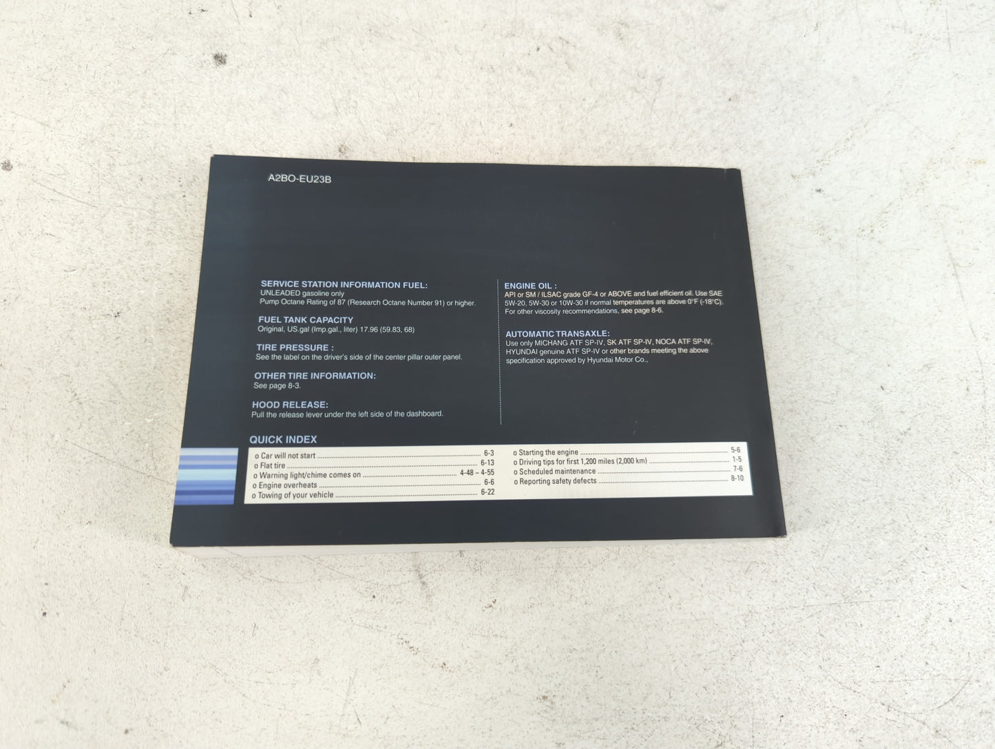 2012 Hyundai Santa Fe Owners Manual Book Guide P/N:A2BO-EU23B OEM Used Auto Parts