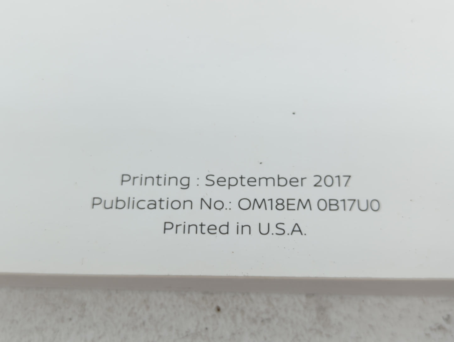 2018 Nissan Sentra Owners Manual Book Guide P/N:OM18EM 0B17U0 OEM Used Auto Parts