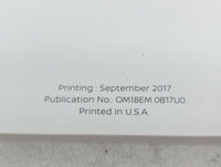 2018 Nissan Sentra Owners Manual Book Guide P/N:OM18EM 0B17U0 OEM Used Auto Parts