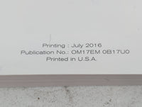 2017 Nissan Sentra Owners Manual Book Guide P/N:OM17EM 0B17U0 OEM Used Auto Parts