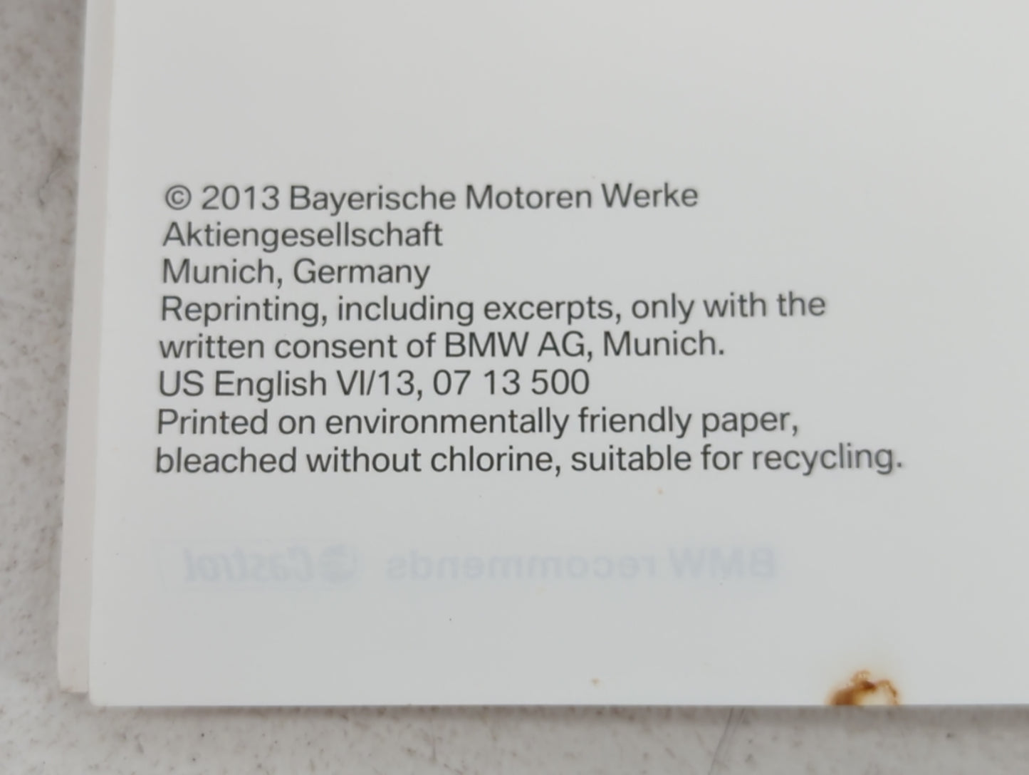 2013 Bmw X3 Owners Manual Book Guide OEM Used Auto Parts