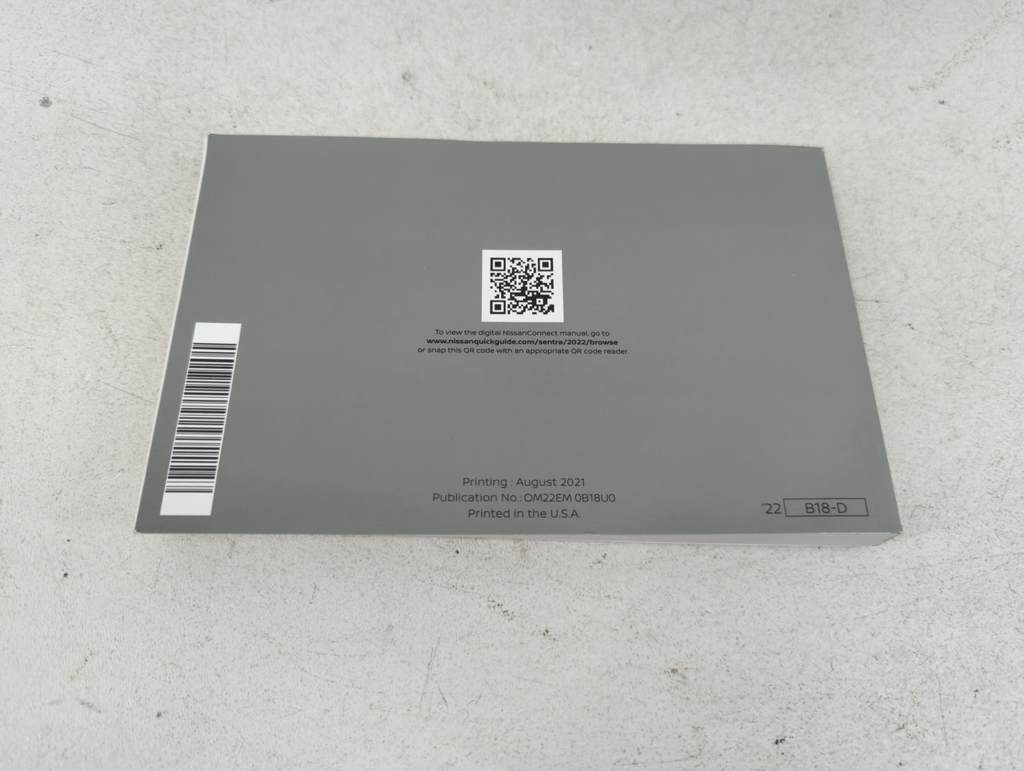 2022 Nissan Sentra Owners Manual Book Guide P/N:OM22EM 0B18U0 OEM Used Auto Parts