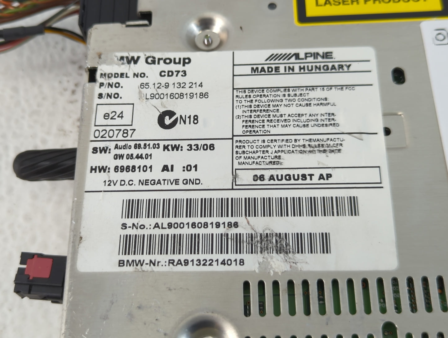 2007-2010 Bmw X3 Radio AM FM Cd Player Receiver Replacement P/N:65 12-9 132 214 Fits Fits 2007 2008 2009 2010 OEM Used Auto Parts