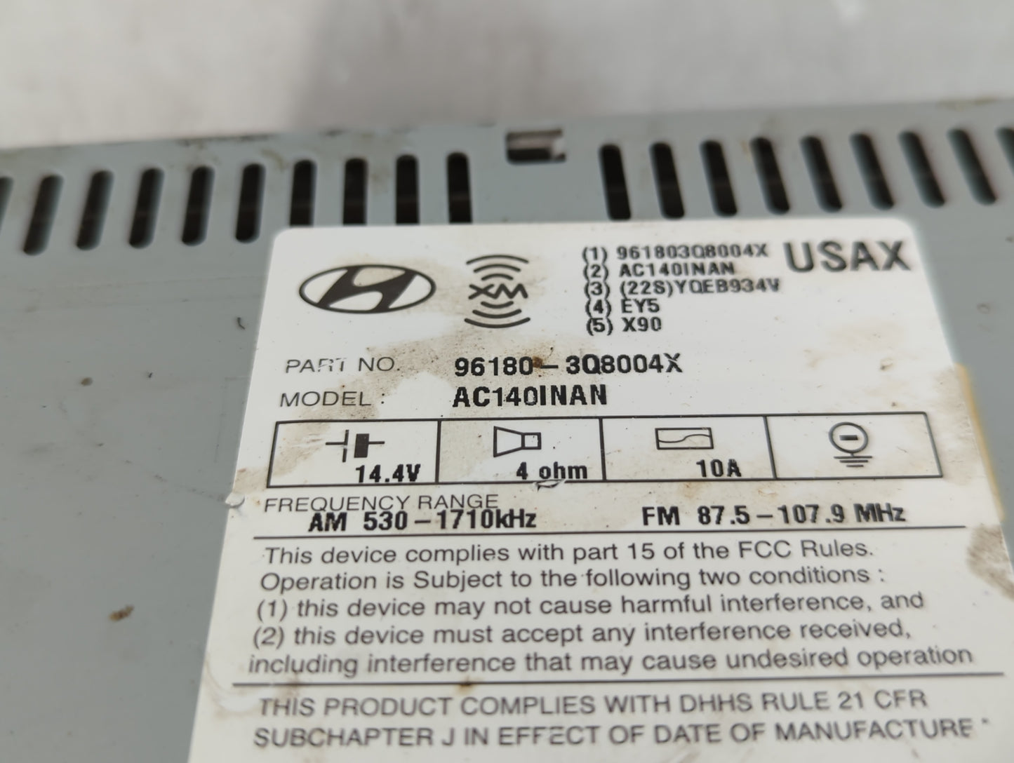 2014-2015 Hyundai Sonata Radio AM FM Cd Player Receiver Replacement P/N:96180-3Q8004X Fits Fits 2014 2015 OEM Used Auto Parts - Oemusedautoparts1.com