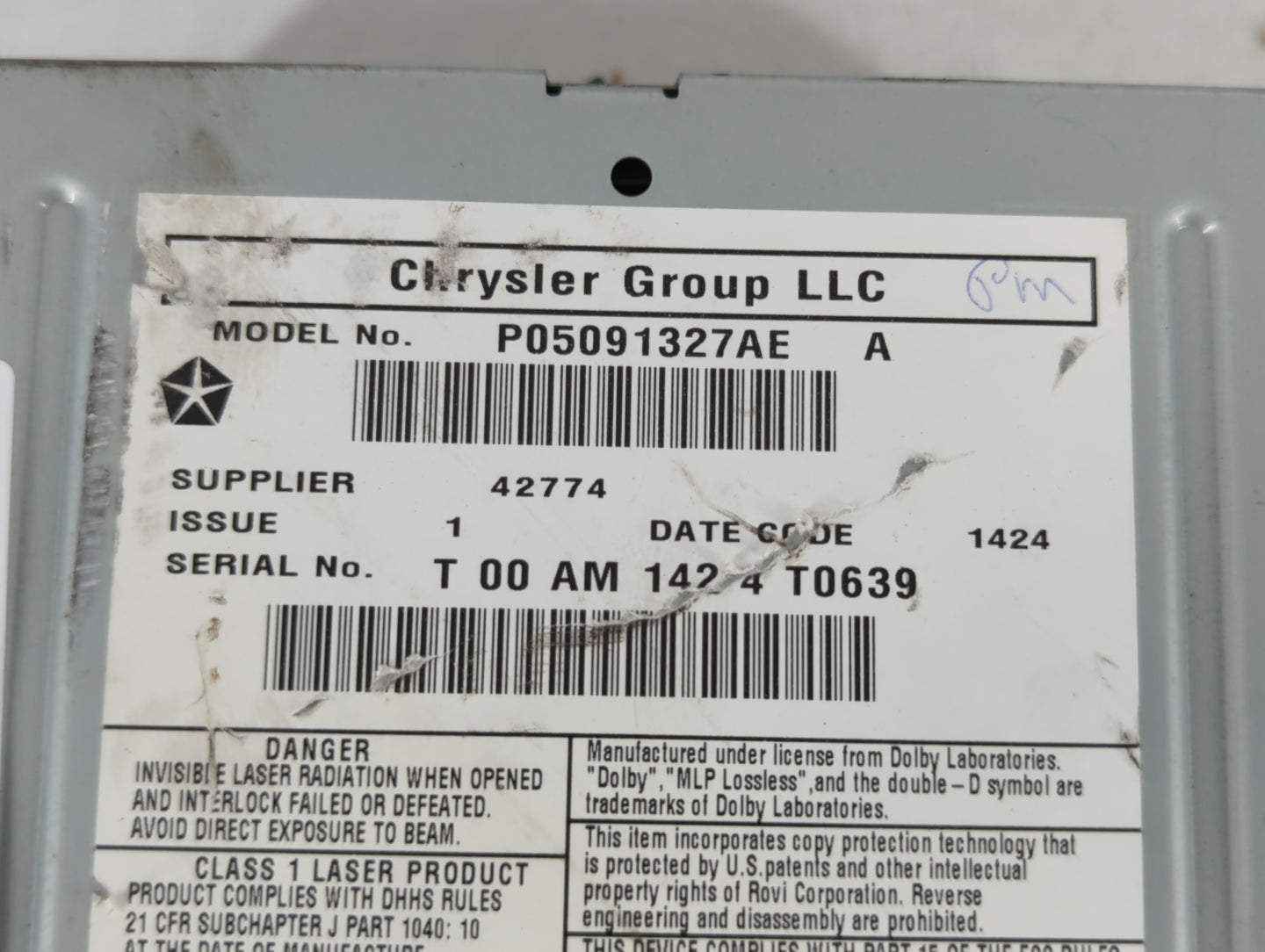 2014 Dodge Caravan Radio AM FM Cd Player Receiver Replacement P/N:P05091327AE Fits Fits 2012 2013 2015 2016 2017 2018 2019 2020 OEM Used Auto Parts - Oemusedautoparts1.com