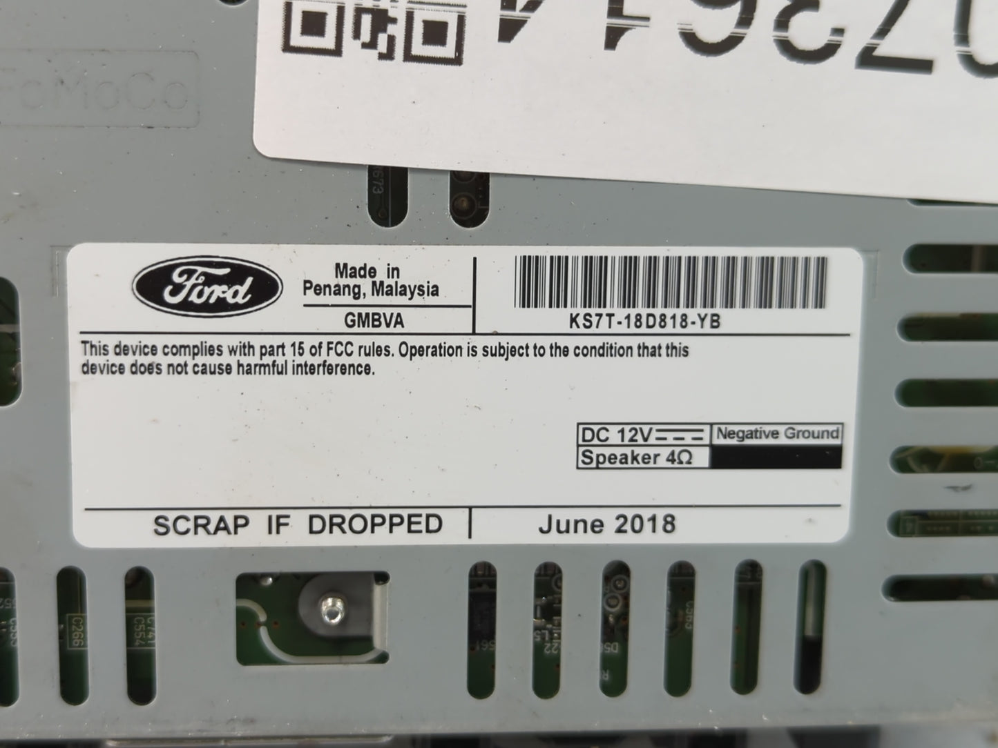 2019-2020 Ford Fusion Radio AM FM Cd Player Receiver Replacement P/N:KS7T-18D818-YB Fits Fits 2019 2020 OEM Used Auto Parts - Oemusedautoparts1.com