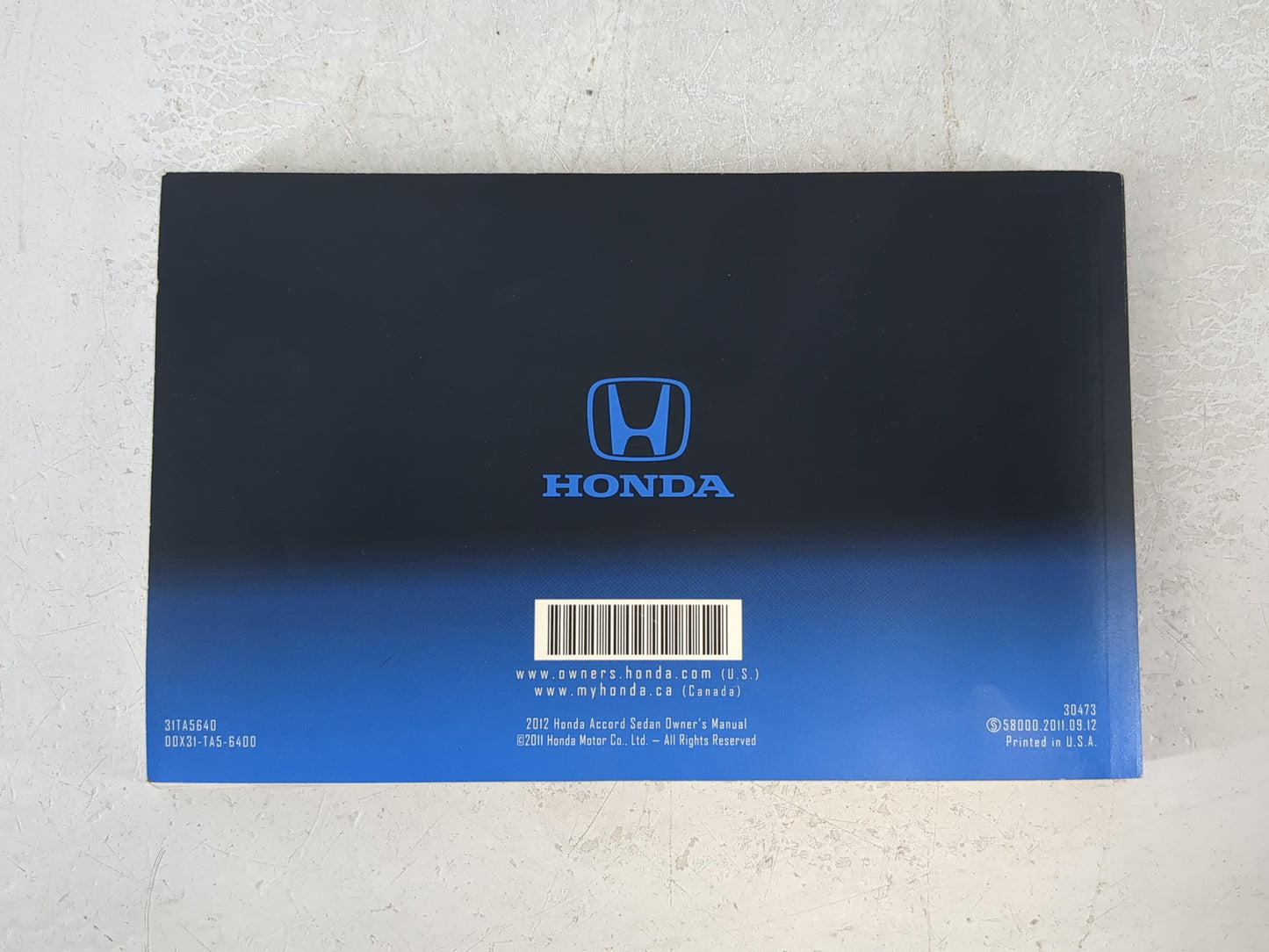 2012 Honda Accord Owners Manual Book Guide OEM Used Auto Parts