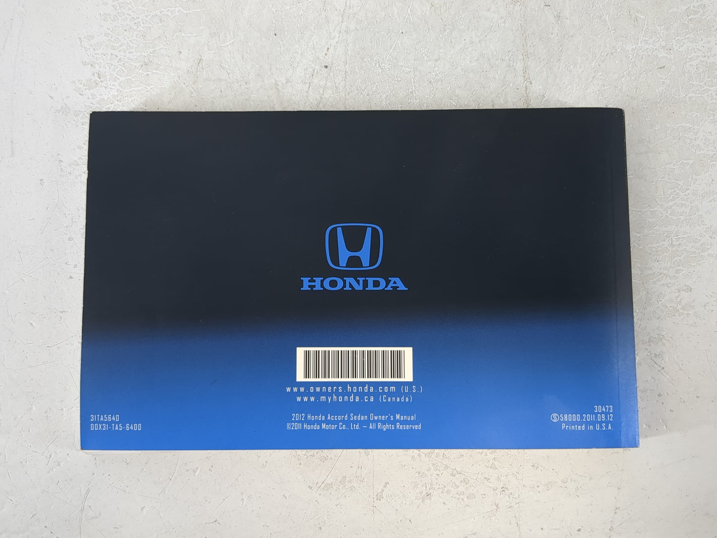 2012 Honda Accord Owners Manual Book Guide OEM Used Auto Parts