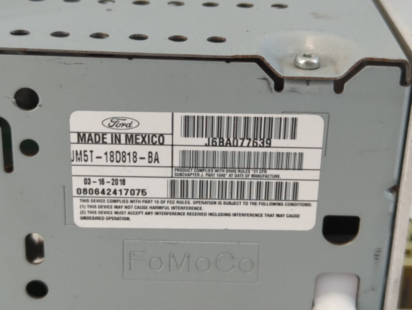 2018 Ford Focus Radio AM FM Cd Player Receiver Replacement P/N:JM5T-18D818-BA Fits OEM Used Auto Parts - Oemusedautoparts1.com