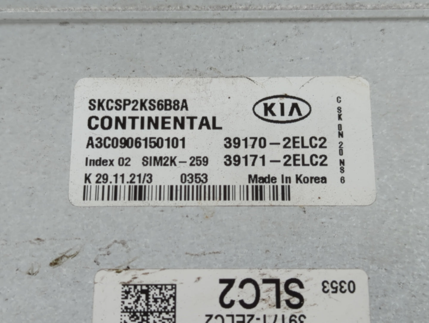 2022 Kia Soul PCM Engine Control Computer ECU ECM PCU OEM P/N:39171-2ELC2 39170-2ELC2 Fits OEM Used Auto Parts - Oemusedautoparts1.com