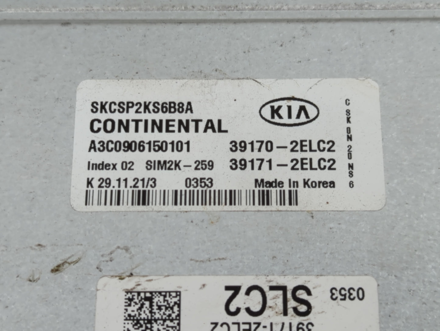 2022 Kia Soul PCM Engine Control Computer ECU ECM PCU OEM P/N:39171-2ELC2 39170-2ELC2 Fits OEM Used Auto Parts - Oemusedautoparts1.com
