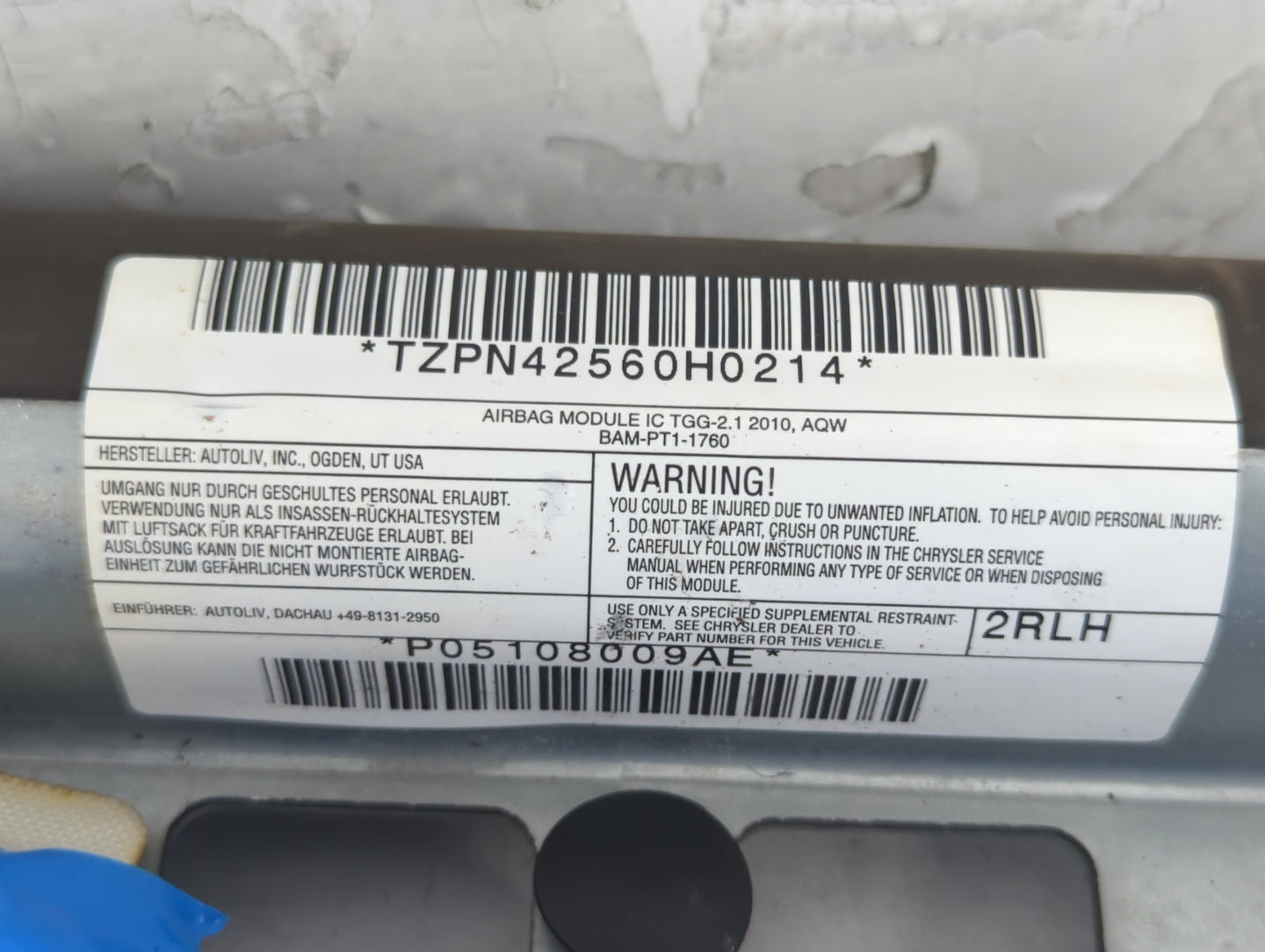 2010 Dodge Journey Passenger Curtain Air Bag Oem - Oemusedautoparts1.com