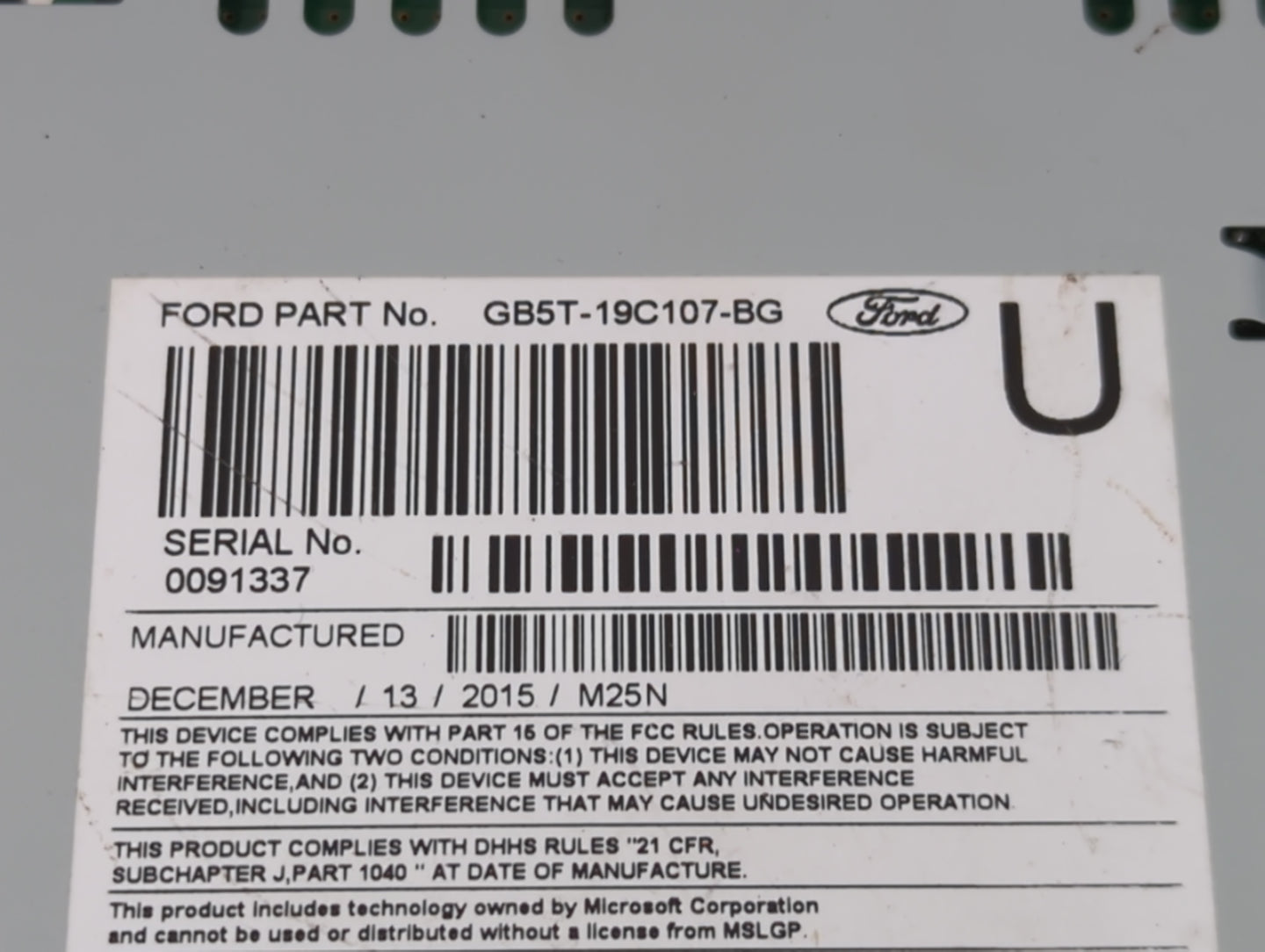 2016-2017 Ford Explorer Radio AM FM Cd Player Receiver Replacement P/N:GB5T-19C107-BG Fits Fits 2016 2017 OEM Used Auto Parts - Oemusedautoparts1.com