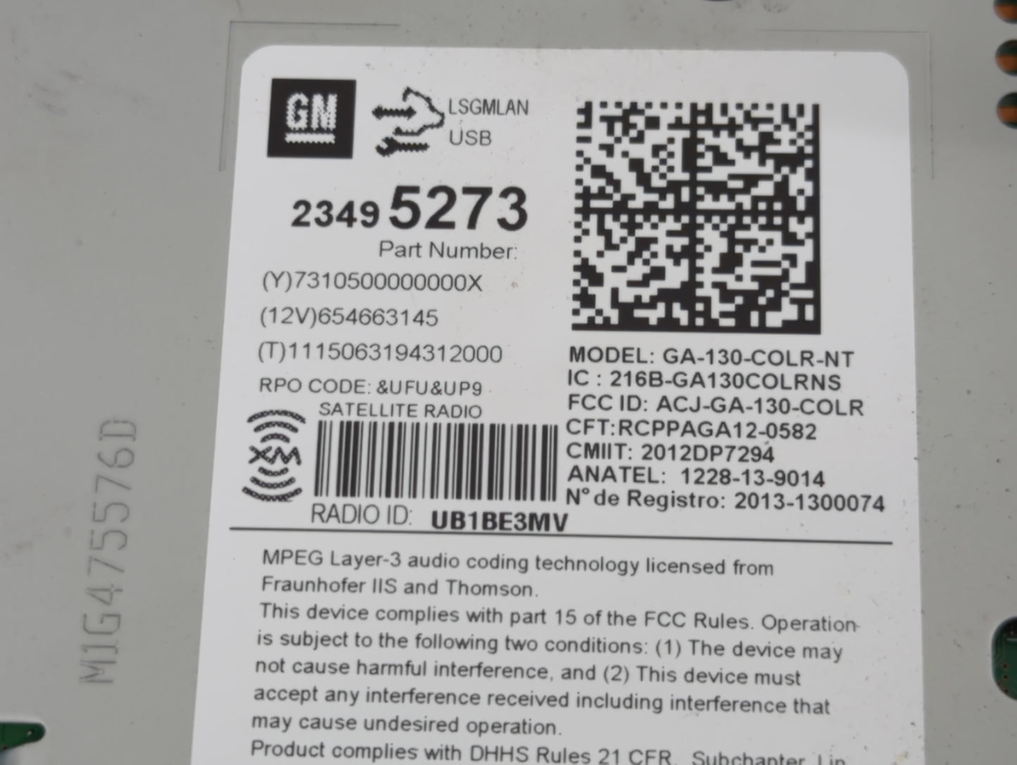 2015-2016 Chevrolet Cruze Radio AM FM Cd Player Receiver Replacement P/N:23495273 Fits Fits 2014 2015 2016 2017 OEM Used Auto Parts - Oemusedautoparts1.com