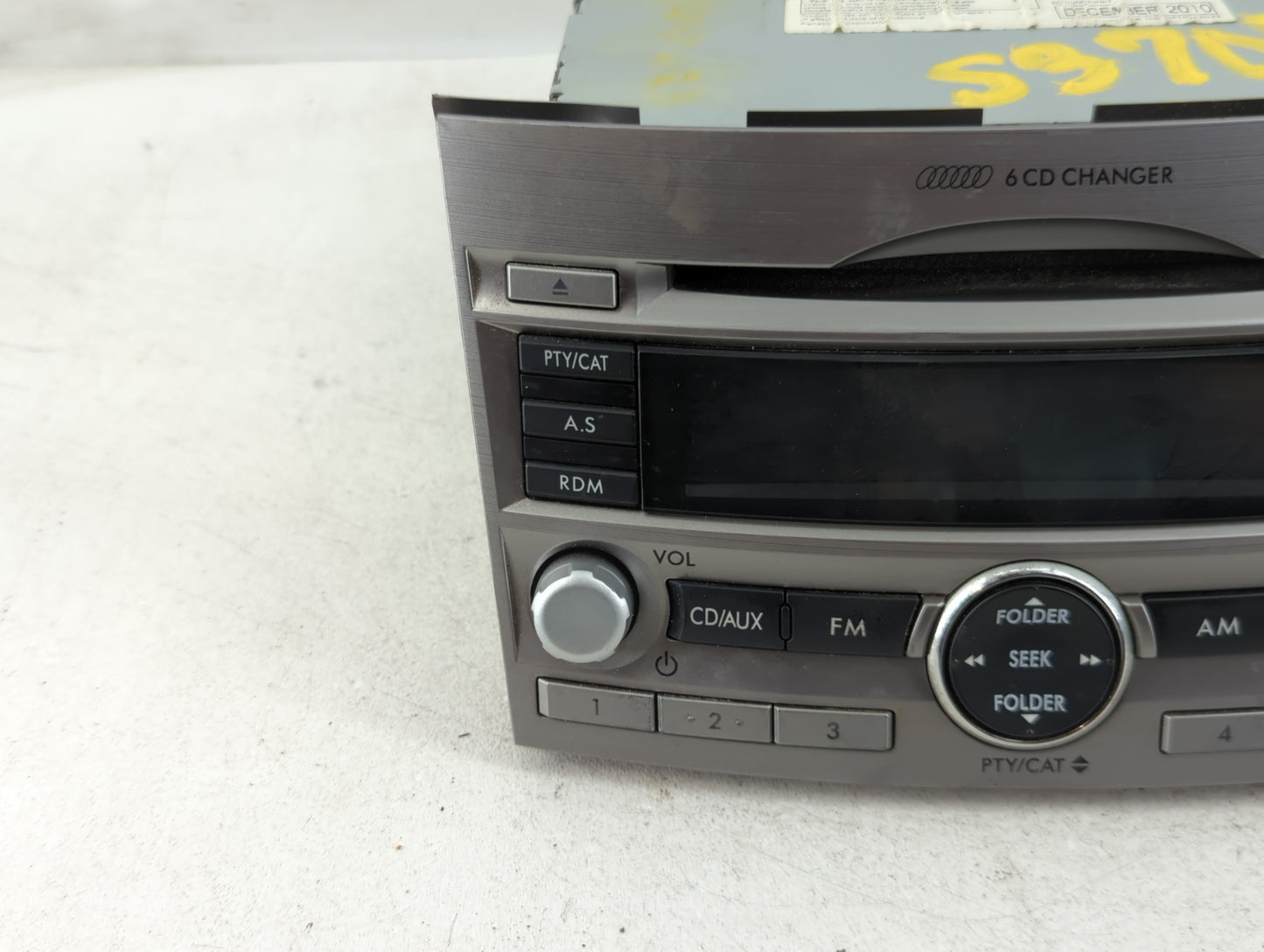 2010-2012 Subaru Legacy Radio AM FM Cd Player Receiver Replacement P/N:86201AJ60A Fits Fits 2010 2011 2012 OEM Used Auto Parts - Oemusedautoparts1.com