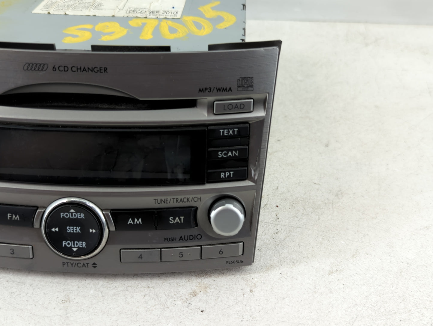 2010-2012 Subaru Legacy Radio AM FM Cd Player Receiver Replacement P/N:86201AJ60A Fits Fits 2010 2011 2012 OEM Used Auto Parts - Oemusedautoparts1.com
