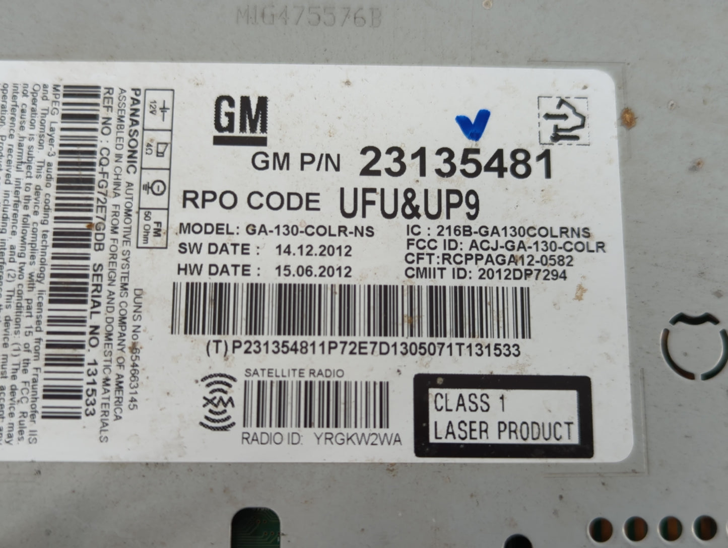 2013 Buick Regal Radio AM FM Cd Player Receiver Replacement P/N:23135481 Fits OEM Used Auto Parts - Oemusedautoparts1.com