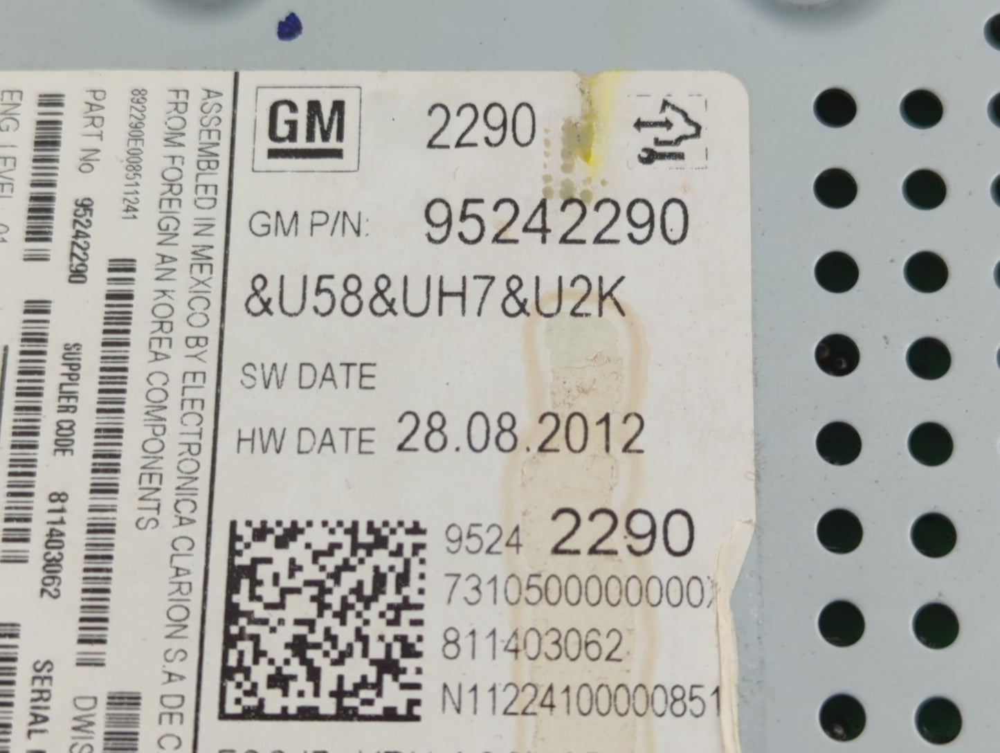 2013 Chevrolet Sonic Radio AM FM Cd Player Receiver Replacement P/N:95315734 95242290 Fits OEM Used Auto Parts - Oemusedautoparts1.com