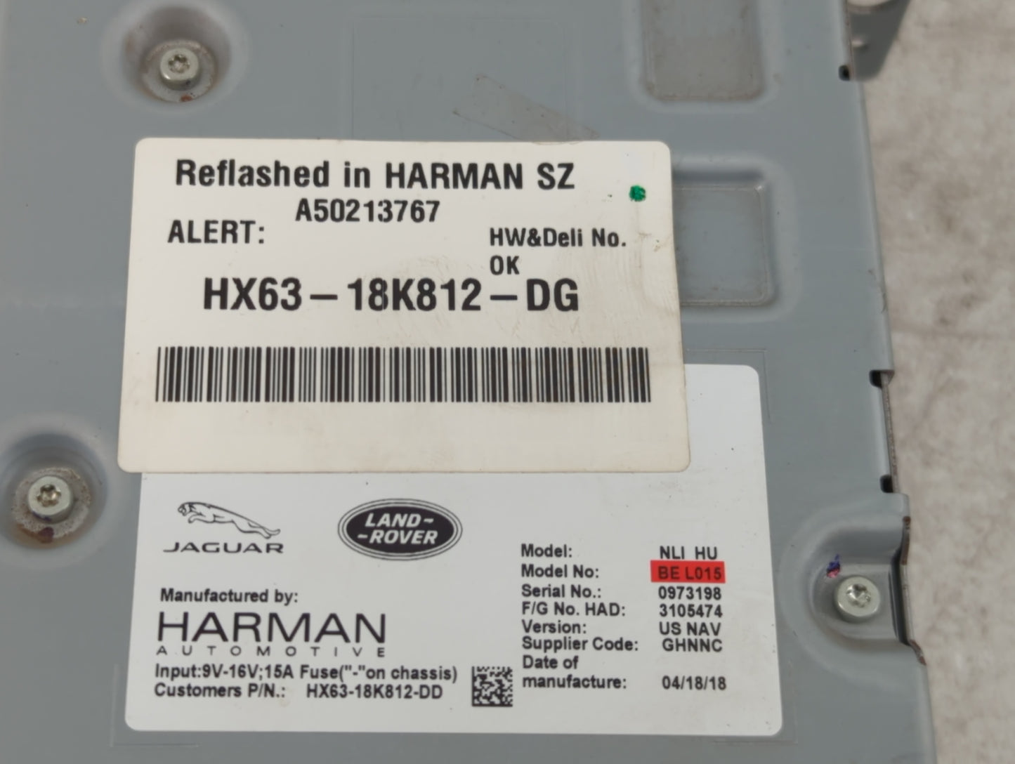 2017-2019 Land Rover Discovery Sport Radio AM FM Cd Player Receiver Replacement P/N:HX63-18K812-DG Fits Fits 2016 2017 2018 2019 OEM Used Auto Parts