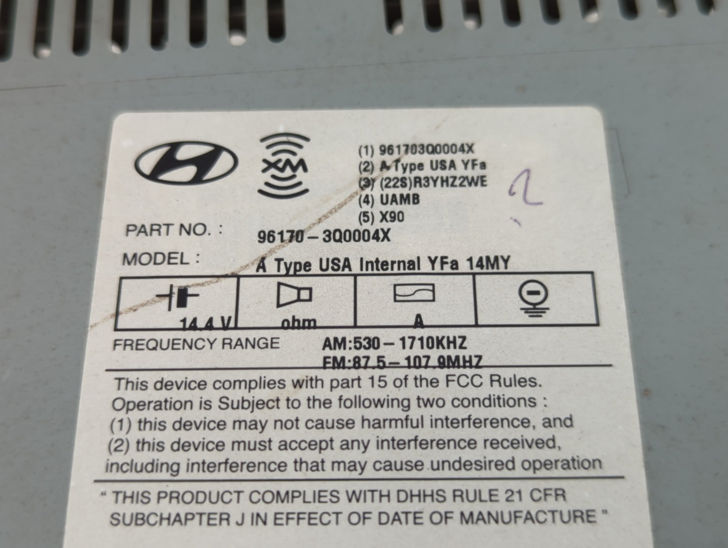 2013-2014 Hyundai Sonata Radio AM FM Cd Player Receiver Replacement P/N:96170-3Q0004X Fits Fits 2013 2014 OEM Used Auto Parts - Oemusedautoparts1.com