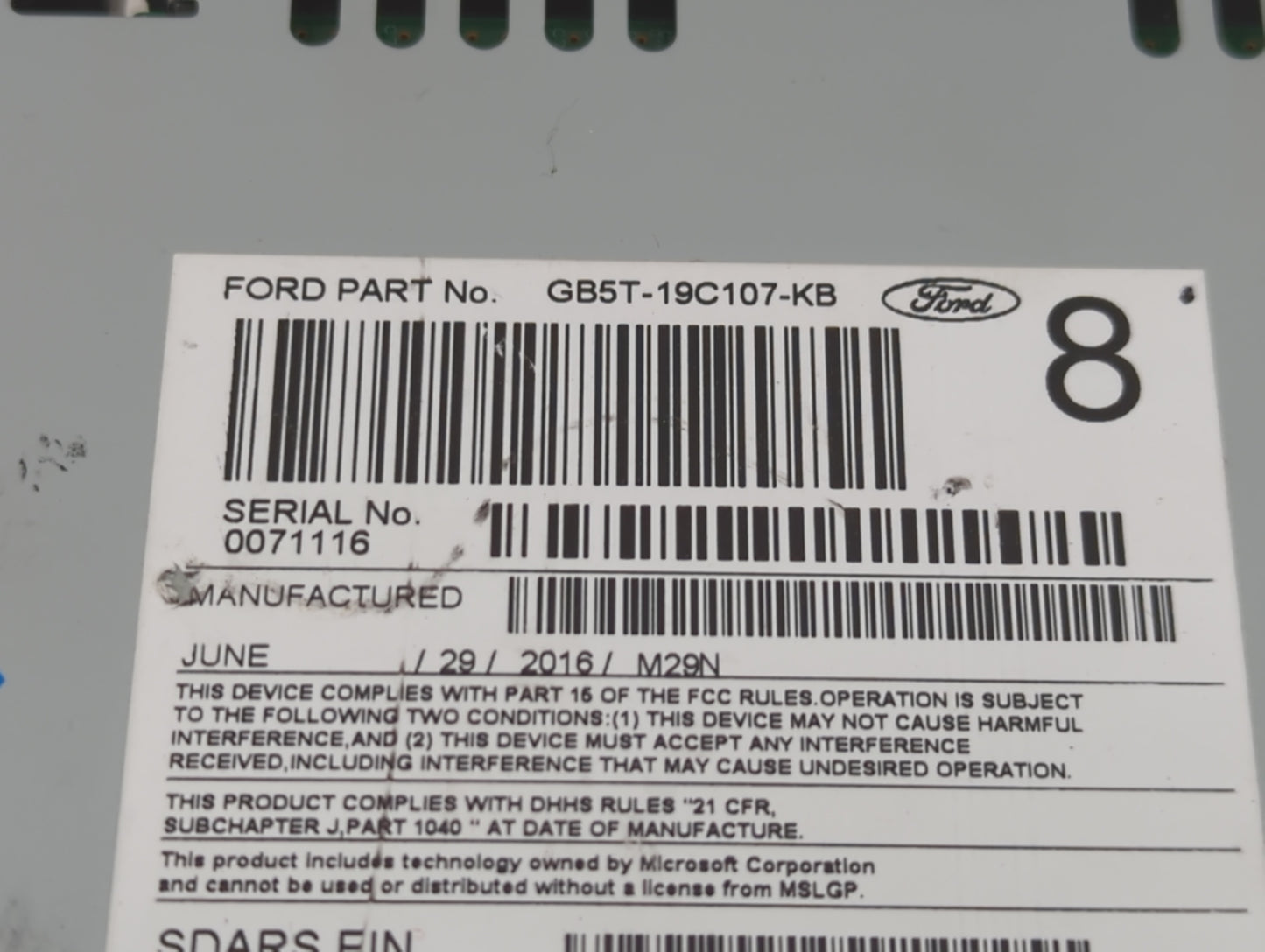 2017 Ford Explorer Radio AM FM Cd Player Receiver Replacement P/N:GB5T-19C107-KB Fits OEM Used Auto Parts