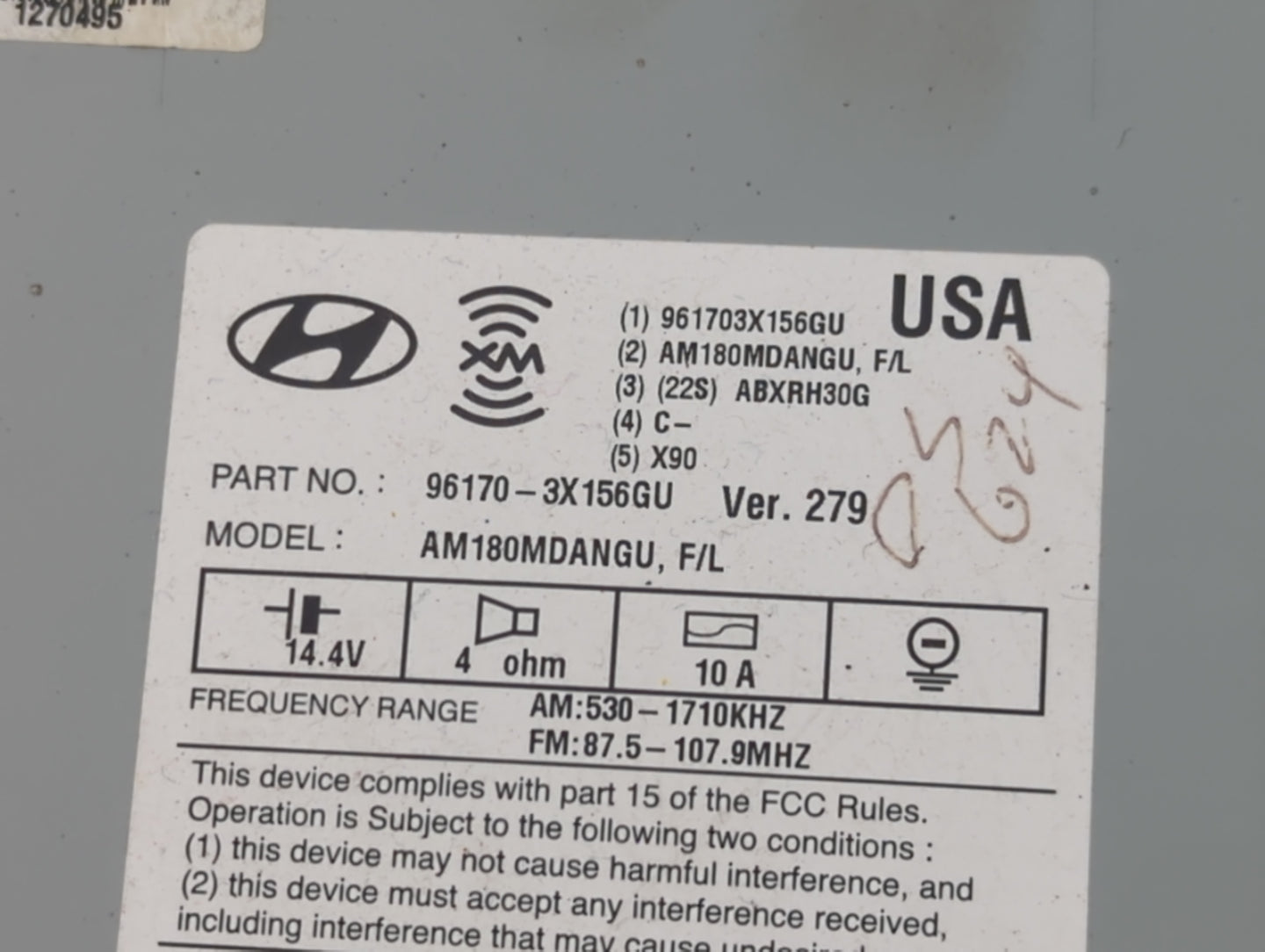 2014-2016 Hyundai Elantra Radio AM FM Cd Player Receiver Replacement P/N:96170-3X156GU Fits Fits 2014 2015 2016 OEM Used Auto Parts - Oemusedautoparts1.com