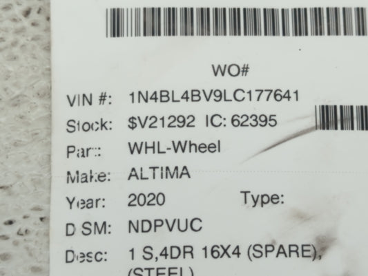 2002-2022 Nissan Altima Spare Donut Tire Wheel Rim Oem