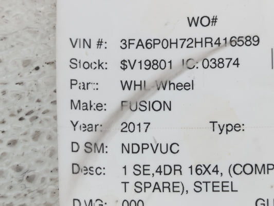 2013-2020 Ford Fusion Spare Donut Tire Wheel Rim Oem