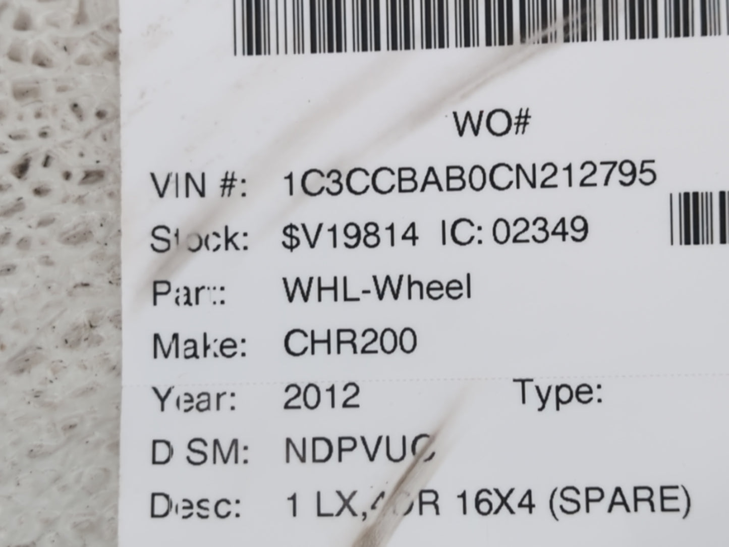 2011-2014 Chrysler 200 Spare Donut Tire Wheel Rim Oem