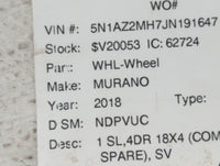 2015-2019 Nissan Murano Spare Donut Tire Wheel Rim Oem