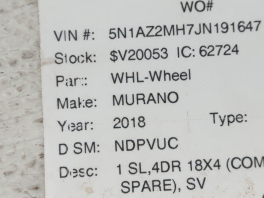 2015-2019 Nissan Murano Spare Donut Tire Wheel Rim Oem
