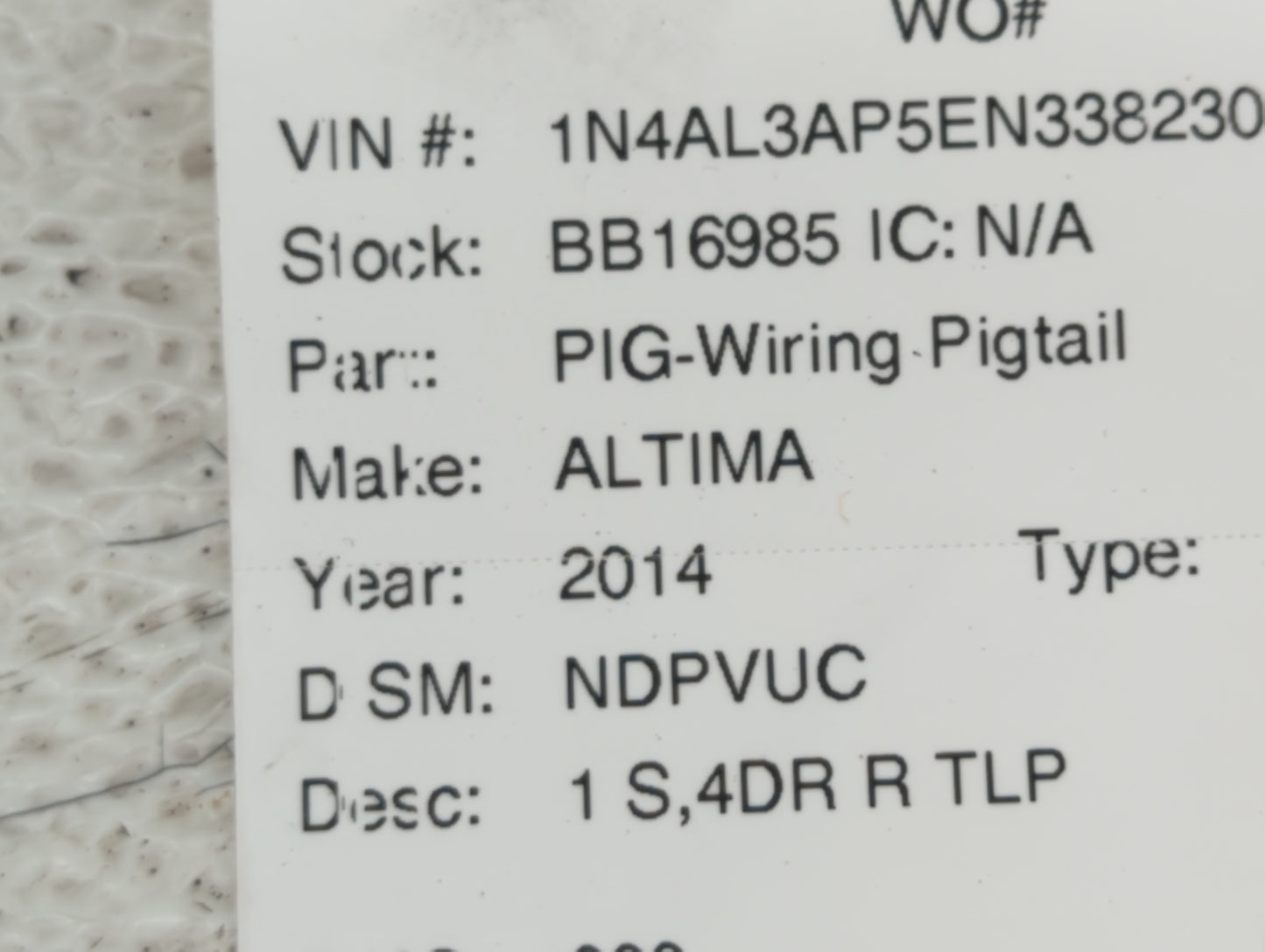 2014-2014 Nissan Altima Spare Donut Tire Wheel Rim Oem