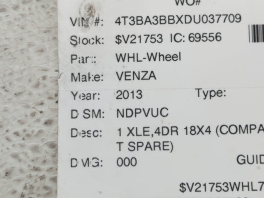 2009-2016 Toyota Venza Spare Donut Tire Wheel Rim Oem
