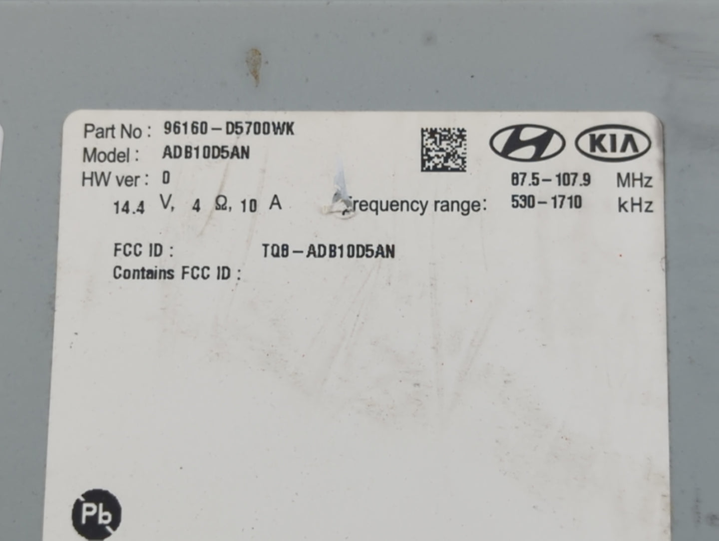 2019-2020 Kia Optima Radio AM FM Cd Player Receiver Replacement P/N:96160-D5700WK Fits Fits 2019 2020 OEM Used Auto Parts - Oemusedautoparts1.com