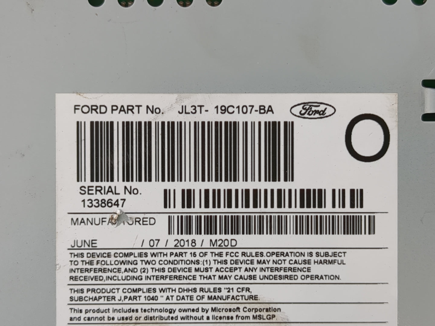 2017-2018 Ford F-150 Radio AM FM Cd Player Receiver Replacement P/N:JL3T-19C107-BA Fits Fits 2017 2018 OEM Used Auto Parts - Oemusedautoparts1.com