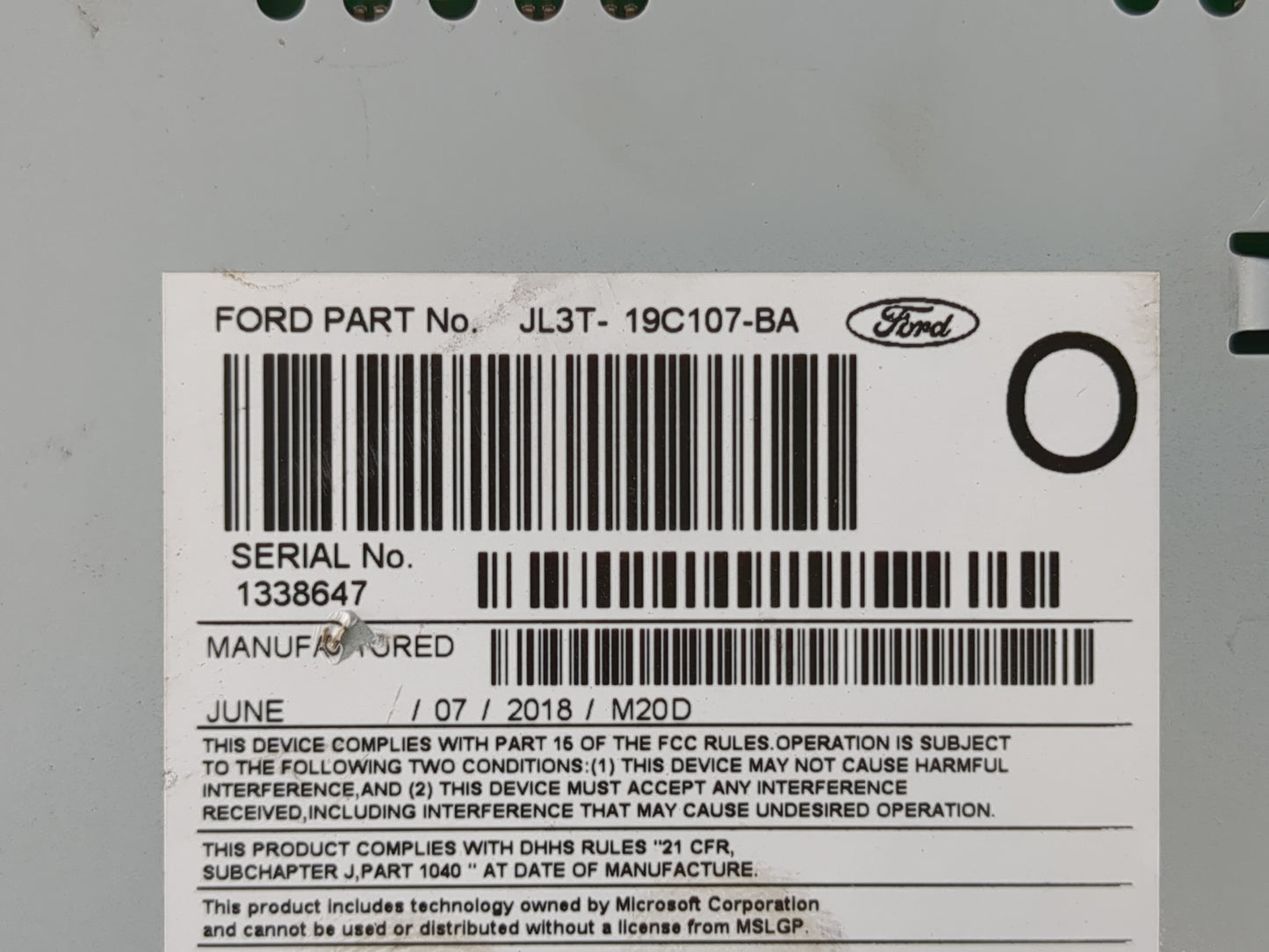 2017-2018 Ford F-150 Radio AM FM Cd Player Receiver Replacement P/N:JL3T-19C107-BA Fits Fits 2017 2018 OEM Used Auto Parts - Oemusedautoparts1.com