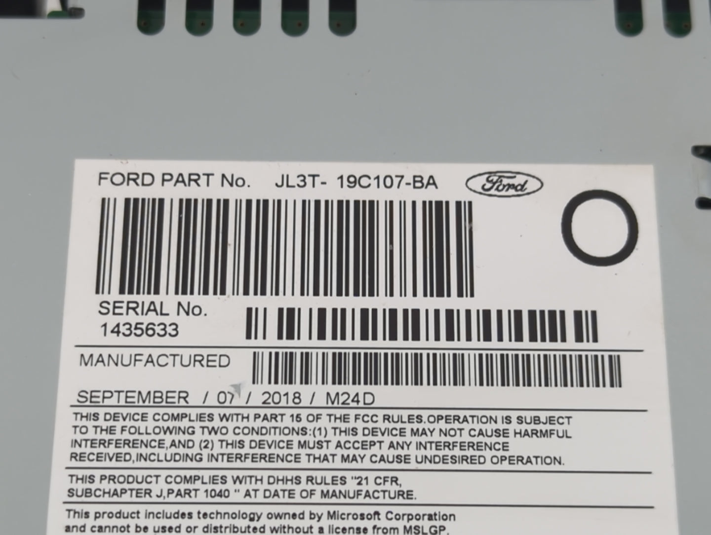 2017-2018 Ford F-150 Radio AM FM Cd Player Receiver Replacement P/N:JL3T-19C107-BA Fits Fits 2017 2018 OEM Used Auto Parts - Oemusedautoparts1.com
