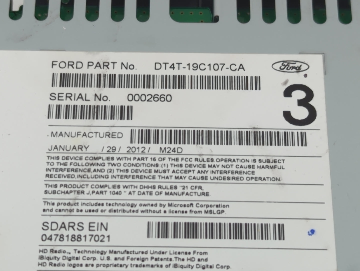 2013 Lincoln Mkx Radio AM FM Cd Player Receiver Replacement P/N:DT4T-19C107-CA Fits OEM Used Auto Parts - Oemusedautoparts1.com
