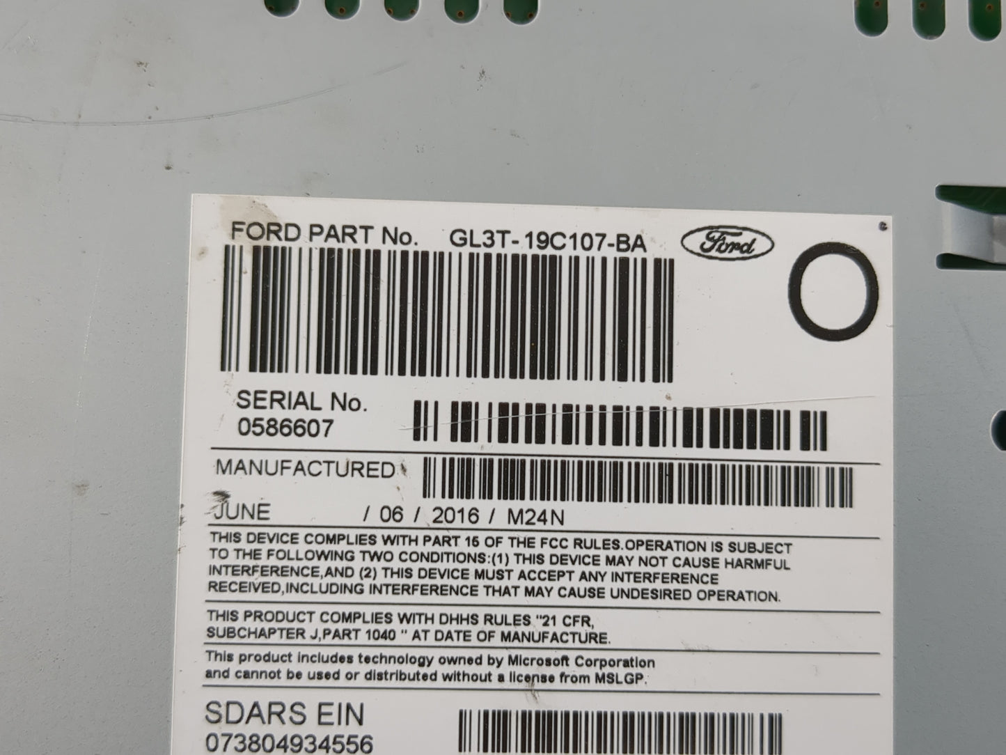 2016 Ford F-150 Radio AM FM Cd Player Receiver Replacement P/N:GL3T-19C107-BA Fits OEM Used Auto Parts