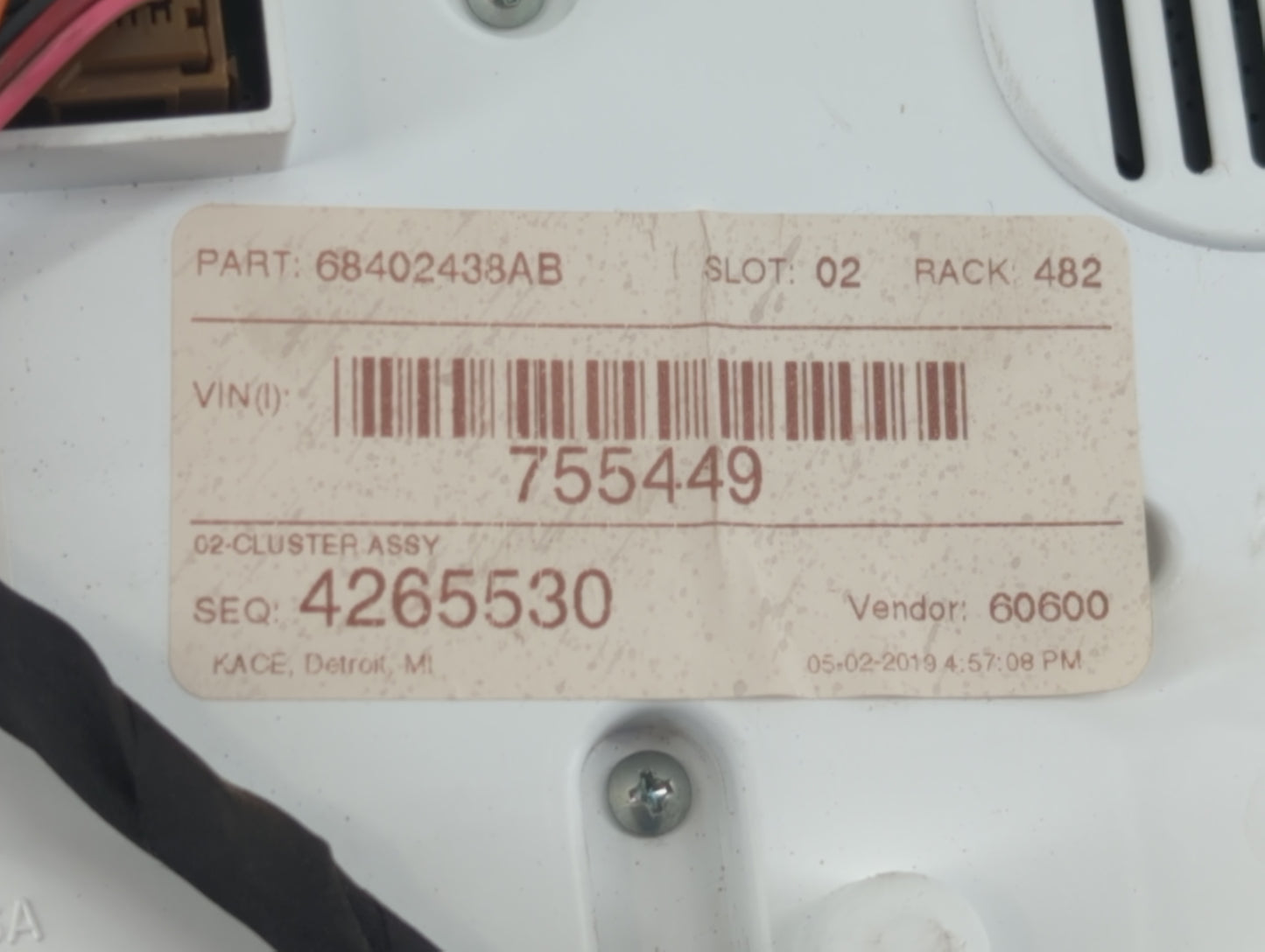 2019 Dodge Durango Instrument Cluster Speedometer Gauges P/N:68402438AB Fits OEM Used Auto Parts