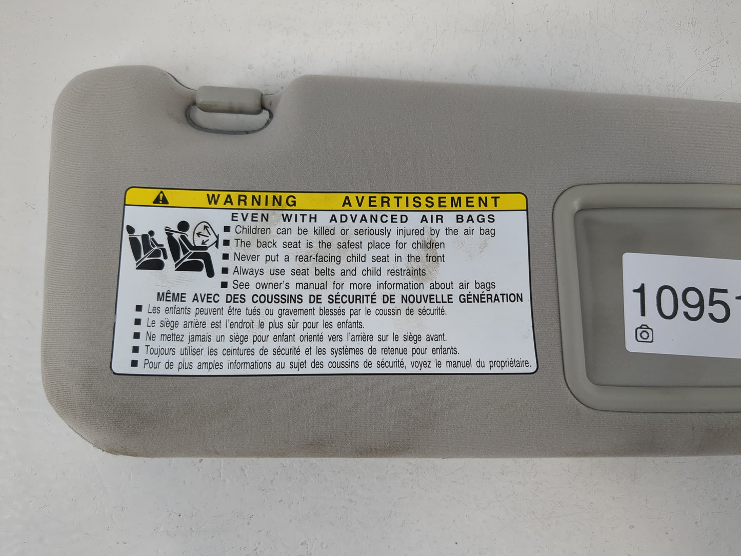 2007-2009 Lexus Es350 Sun Visor Shade Replacement Passenger Right Mirror Fits Fits 2007 2008 2009 OEM Used Auto Parts