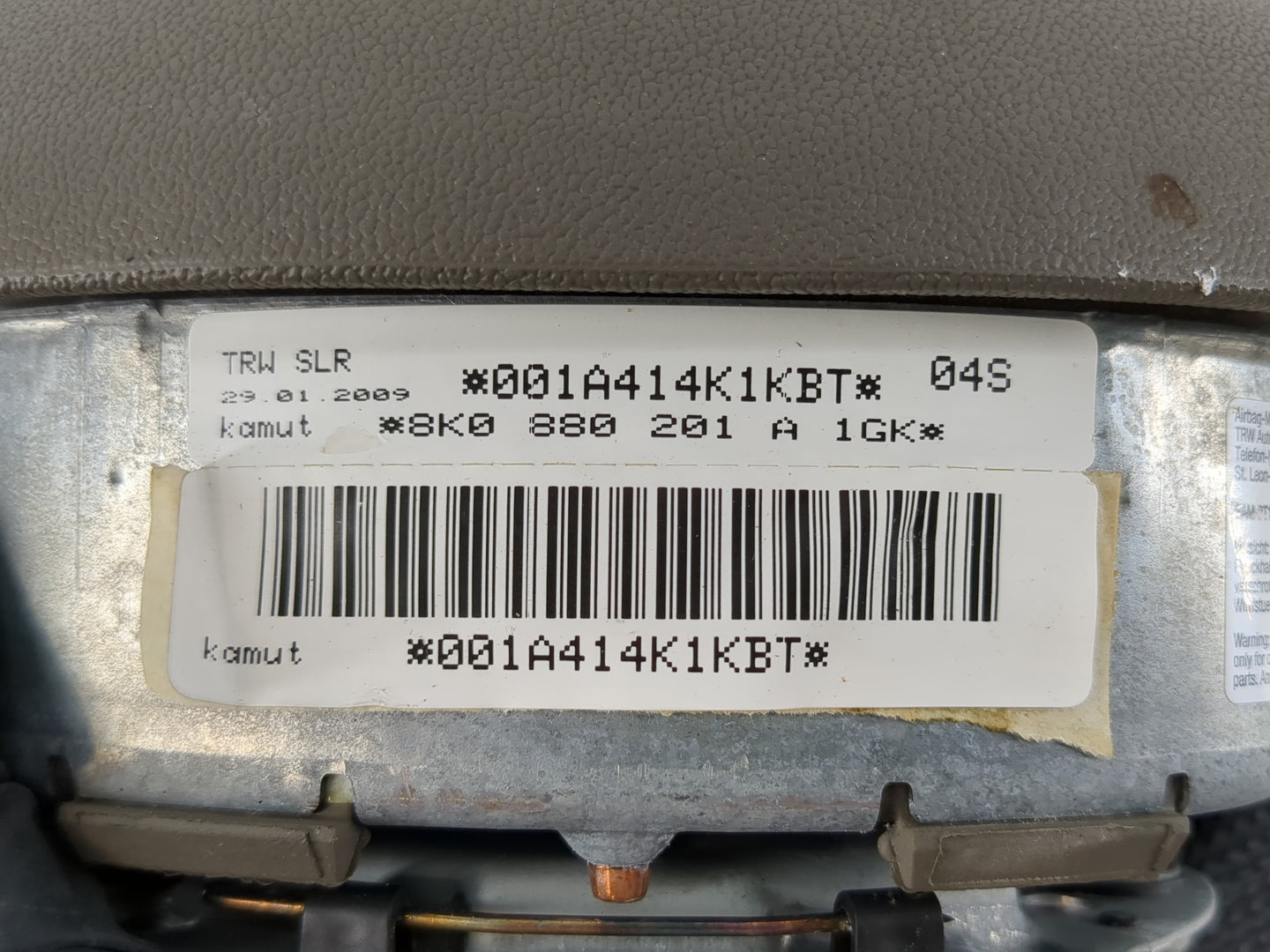 2007-2009 Audi A4 Air Bag Driver Left Steering Wheel Mounted P/N:8K0 880 201 A Fits Fits 2007 2008 2009 OEM Used Auto Parts - Oemusedautoparts1.com