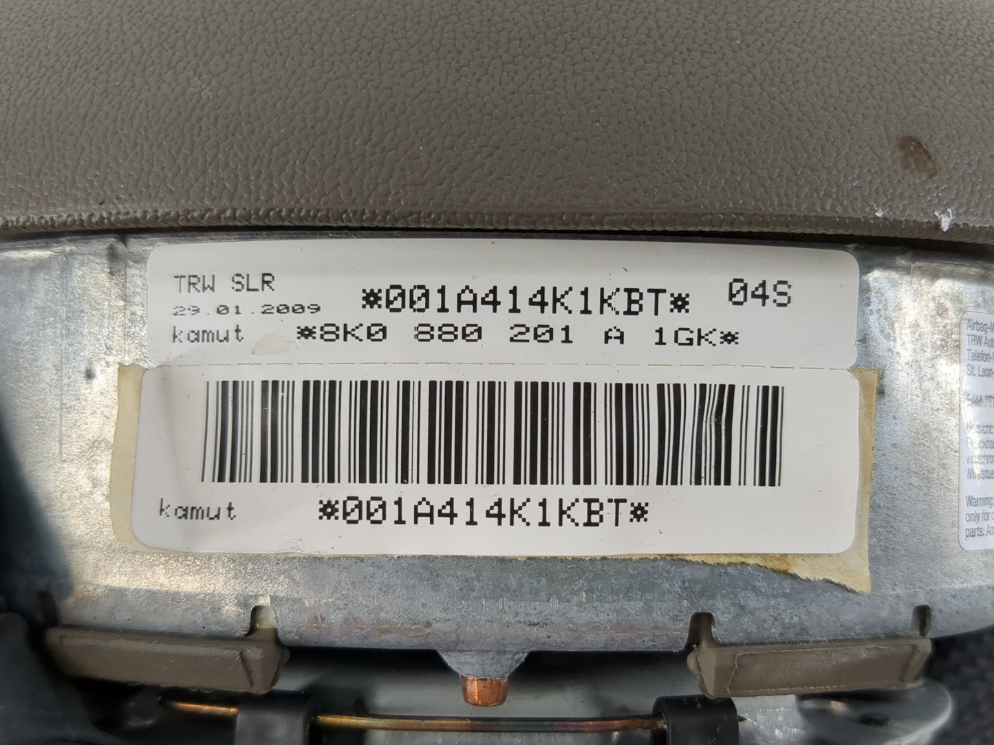 2007-2009 Audi A4 Air Bag Driver Left Steering Wheel Mounted P/N:8K0 880 201 A Fits Fits 2007 2008 2009 OEM Used Auto Parts - Oemusedautoparts1.com