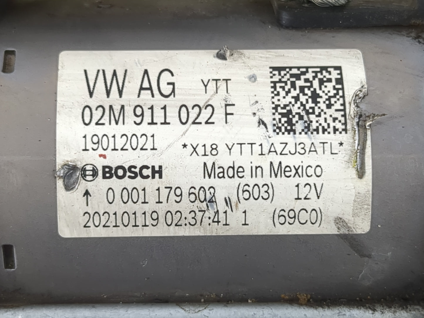 2018-2022 Volkswagen Tiguan Car Starter Motor Solenoid OEM P/N:02M 911 022 F Fits Fits 2018 2019 2020 2021 2022 OEM Used Auto Parts