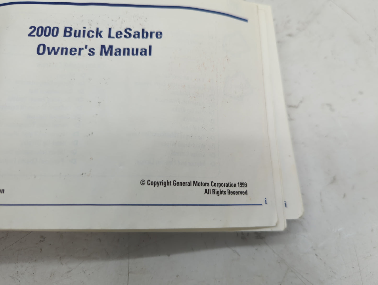 2000 Buick Lesabre Owners Manual Book Guide P/N:25712660 B OEM Used Auto Parts
