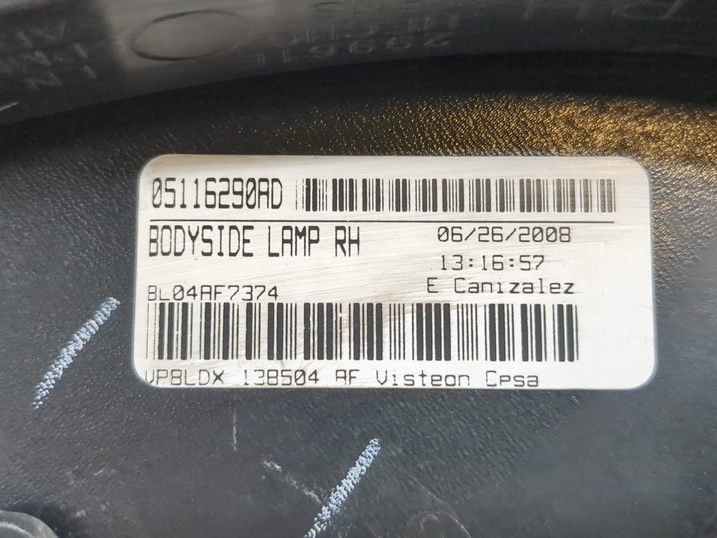 2009 Dodge Journey Tail Light Assembly Passenger Right OEM P/N:05116290AD Fits OEM Used Auto Parts