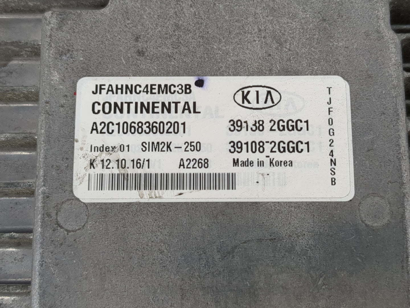 2016-2018 Kia Optima PCM Engine Control Computer ECU ECM PCU OEM P/N:39108 2GGC1 39138 2GGC1 Fits Fits 2016 2017 2018 OEM Used Auto Parts - Oemusedautoparts1.com