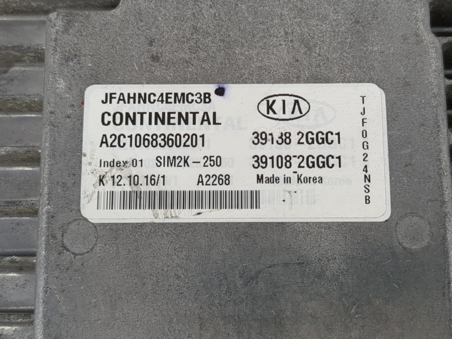 2016-2018 Kia Optima PCM Engine Control Computer ECU ECM PCU OEM P/N:39108 2GGC1 39138 2GGC1 Fits Fits 2016 2017 2018 OEM Used Auto Parts - Oemusedautoparts1.com